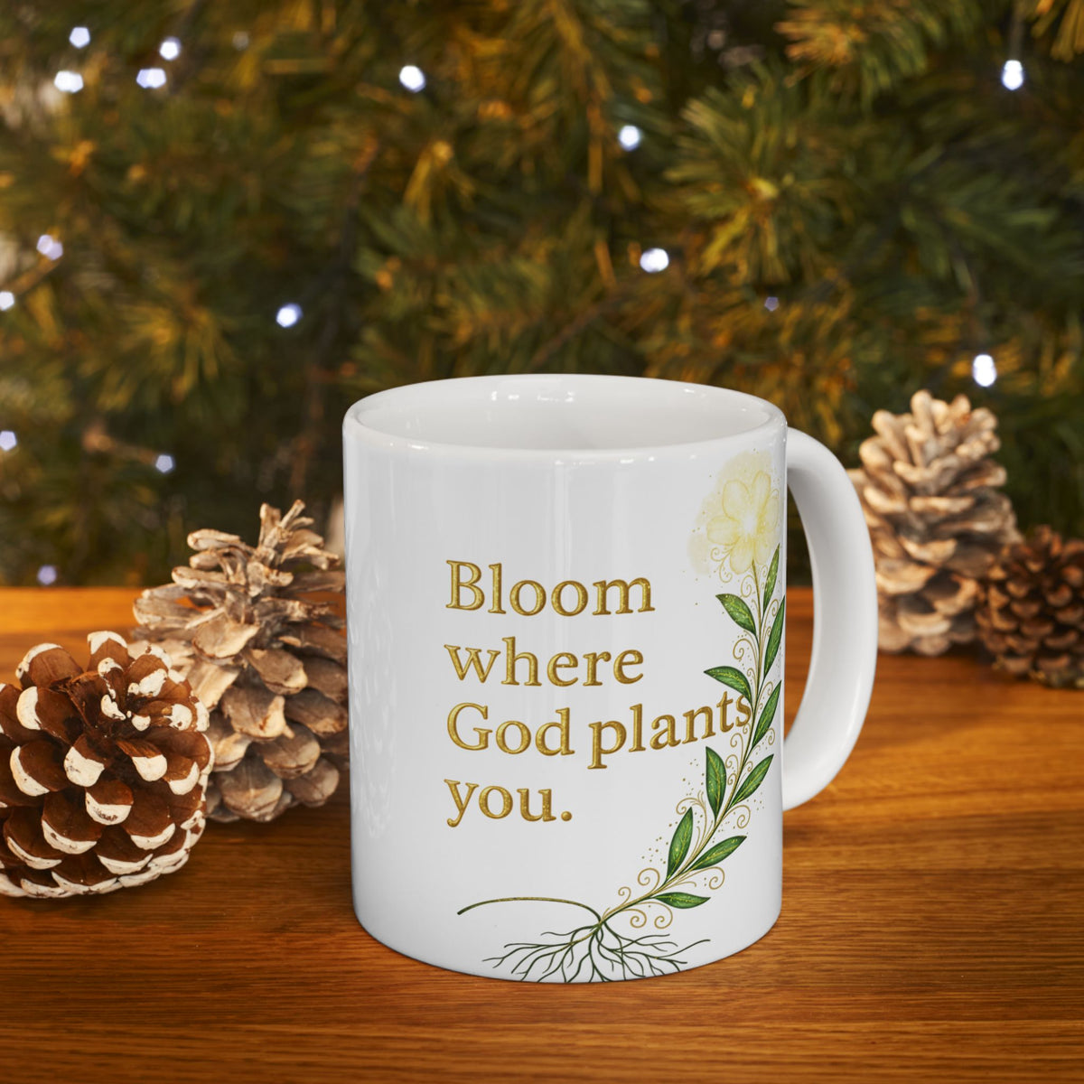 Bloom Where God Plants You – Inspirational Floral Mug