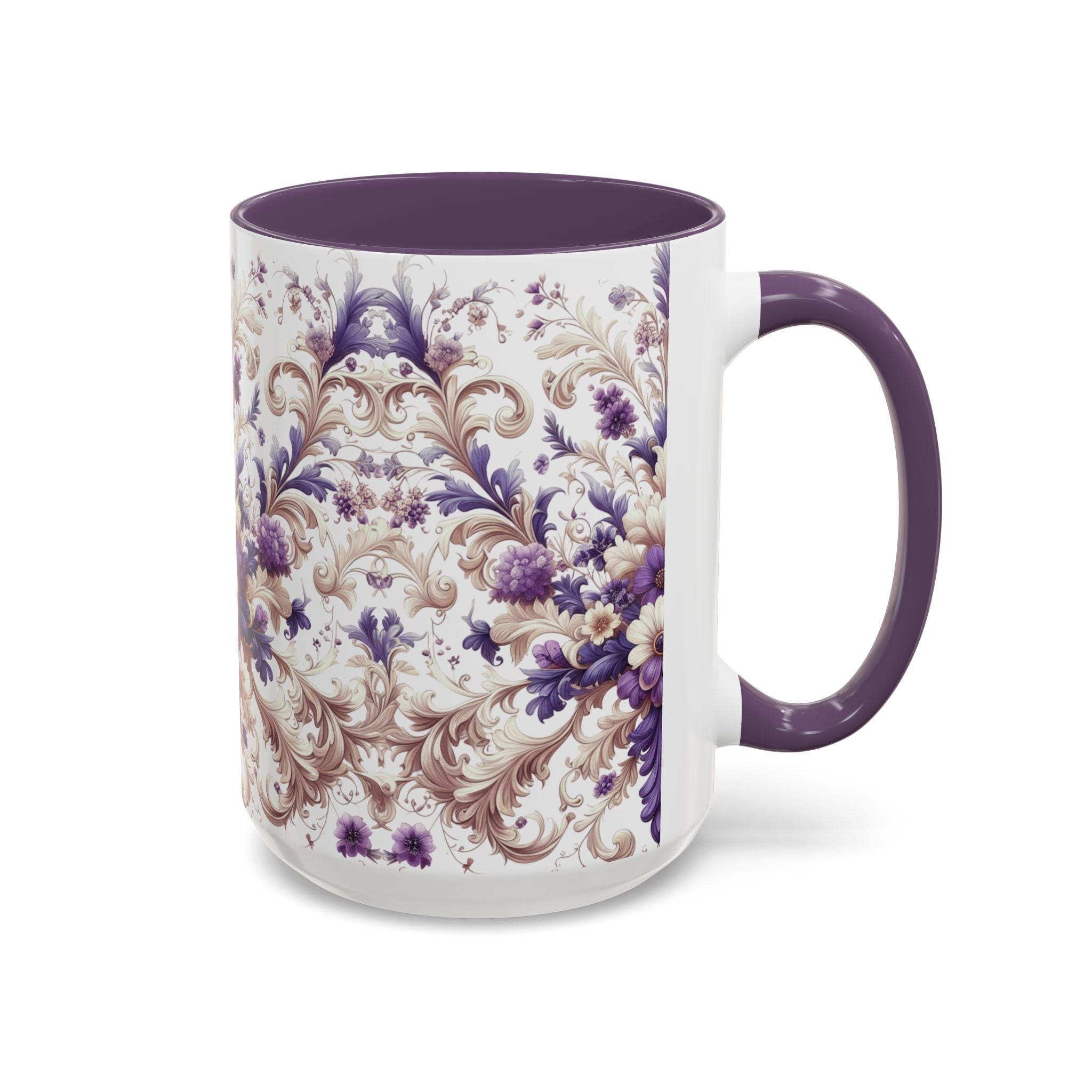 Purple Bloom Symphony Mug | Elegant Floral Coffee & Tea Cup