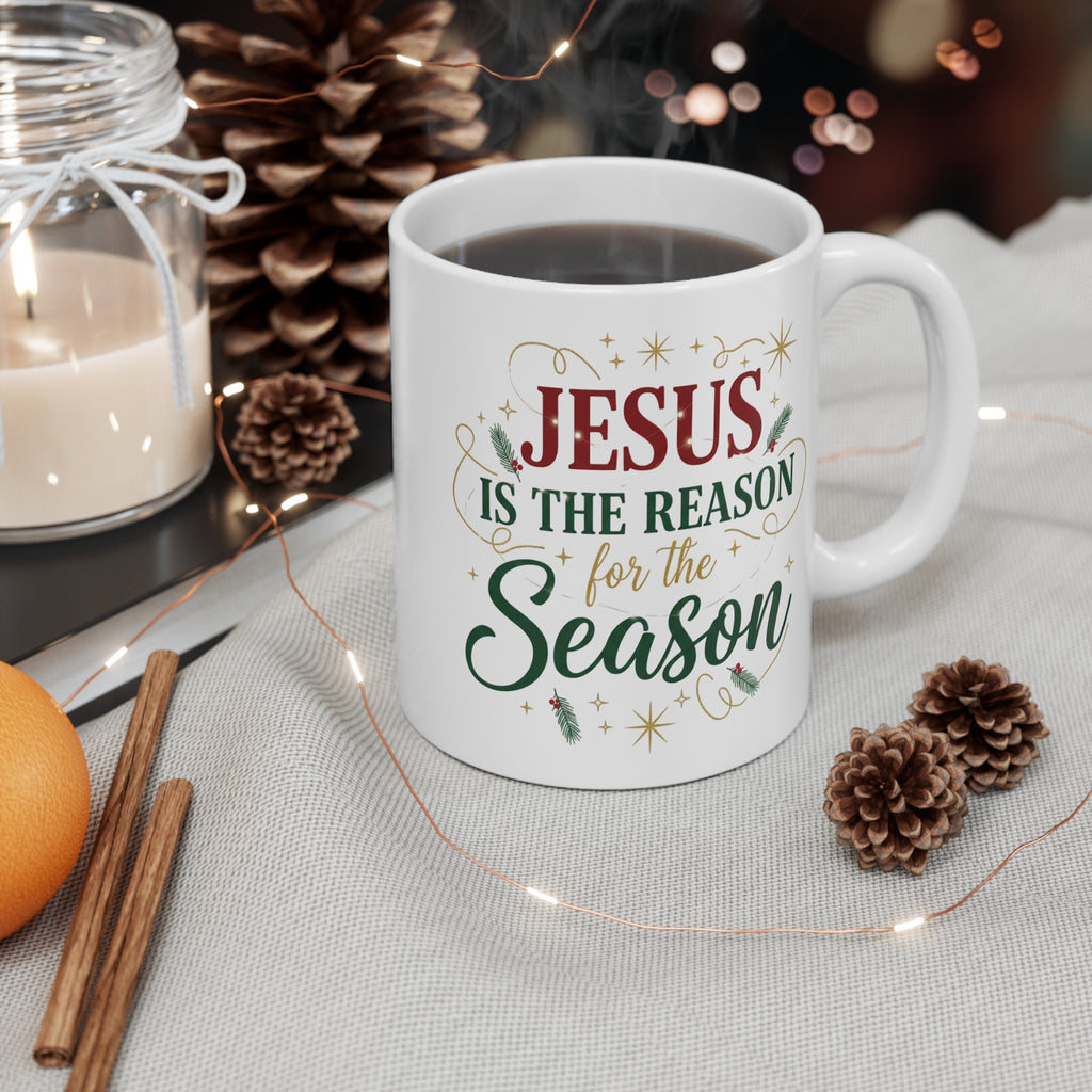 Jesus Is the Reason for the Season Christmas Mug | Faith-Filled Holiday Coffee Mug