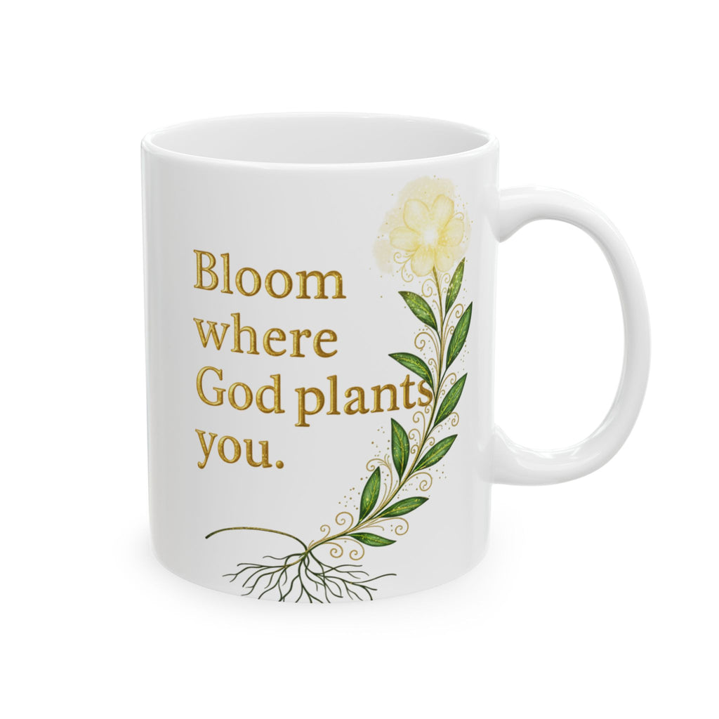 Bloom Where God Plants You – Inspirational Floral Mug