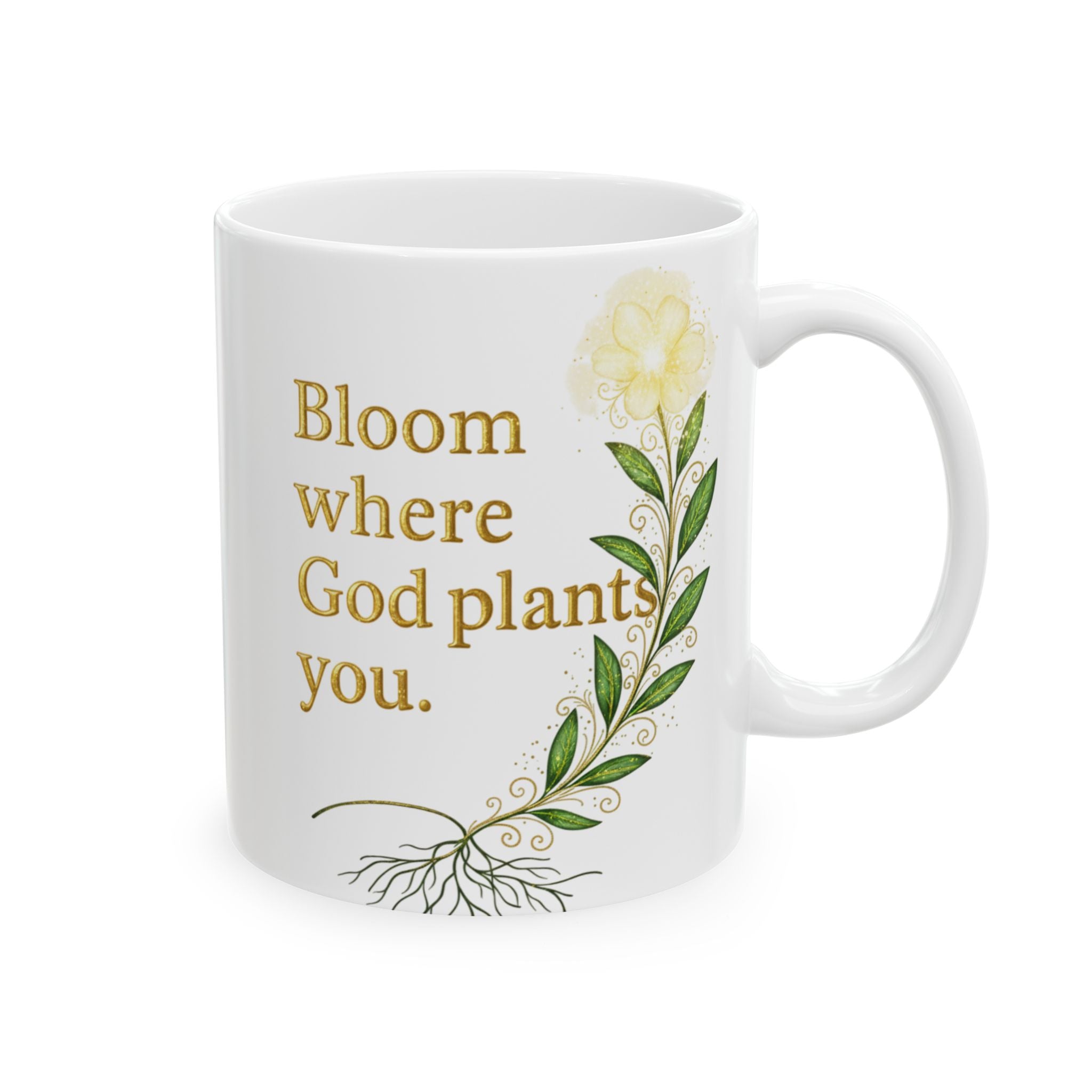 Bloom Where God Plants You – Inspirational Floral Mug