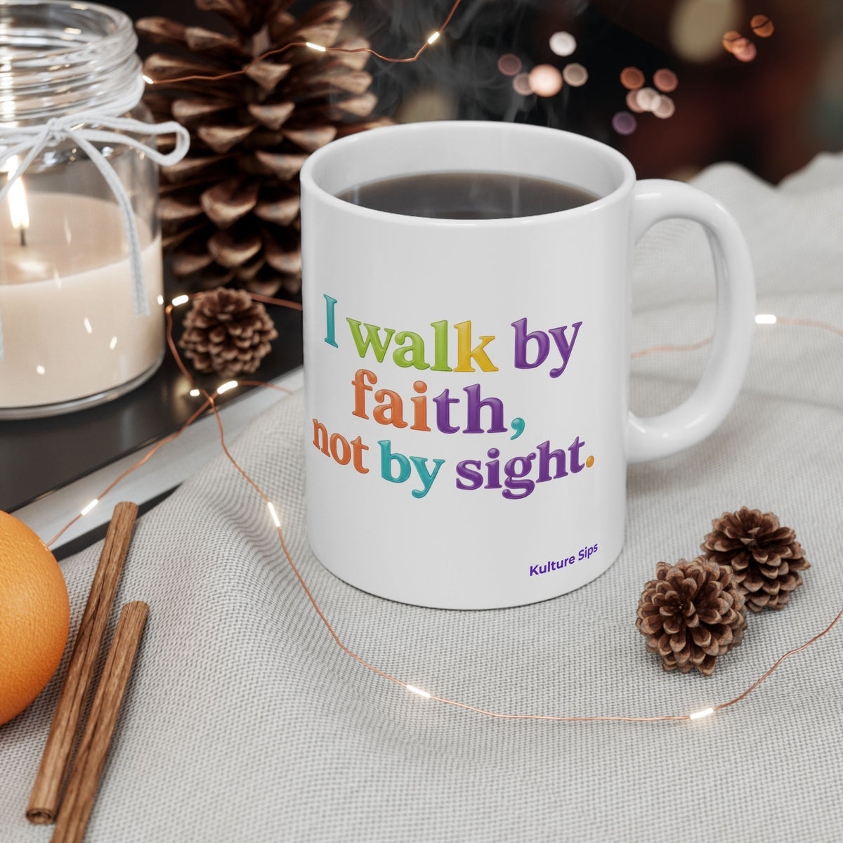 I Walk by Faith, Not by Sight Mug | Christian Affirmation Cup for Believers & Dreamers