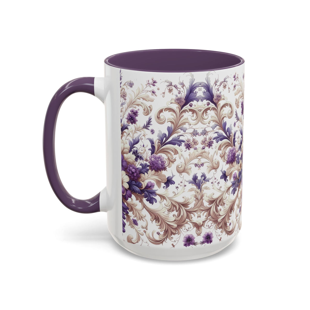 Purple Bloom Symphony Mug | Elegant Floral Coffee & Tea Cup