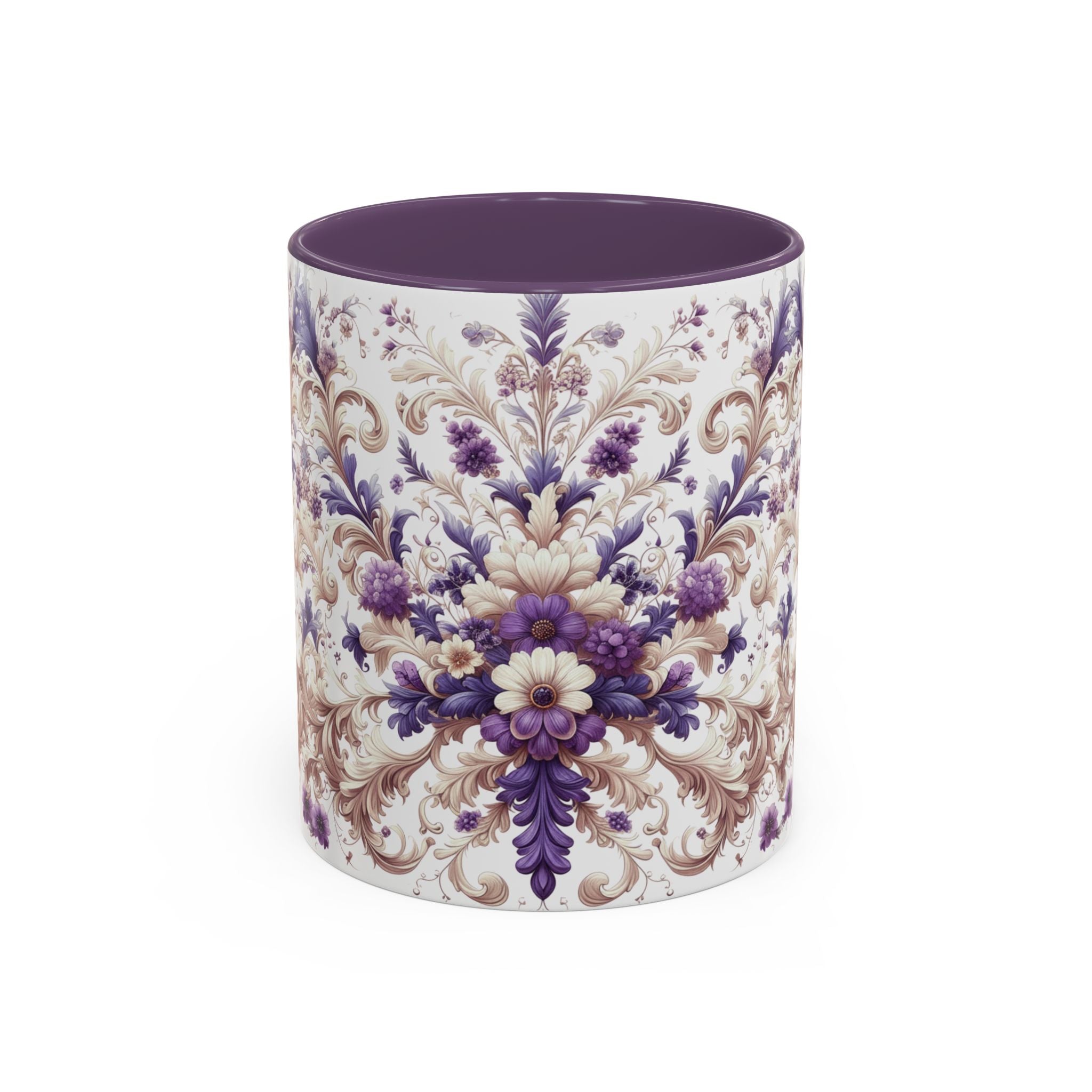Purple Bloom Symphony Mug | Elegant Floral Coffee & Tea Cup