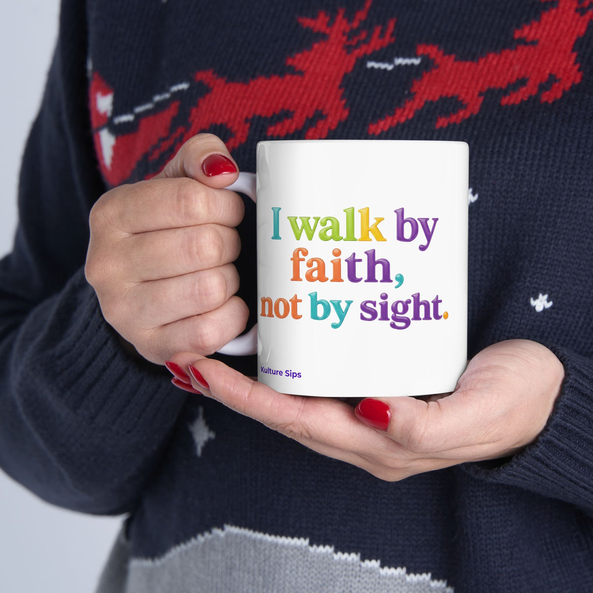 I Walk by Faith, Not by Sight Mug | Christian Affirmation Cup for Believers & Dreamers