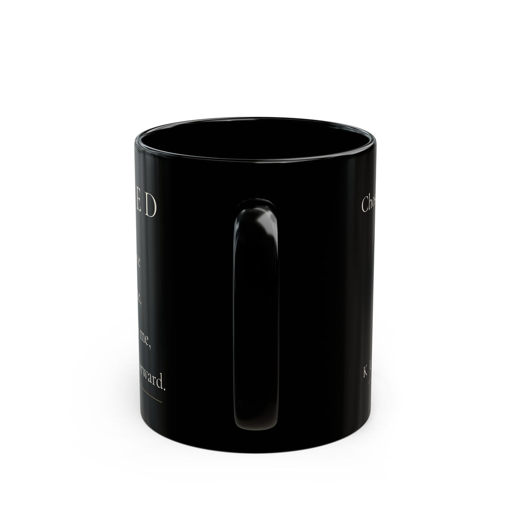 Called Grace Collection black ceramic mug back view with handle centered