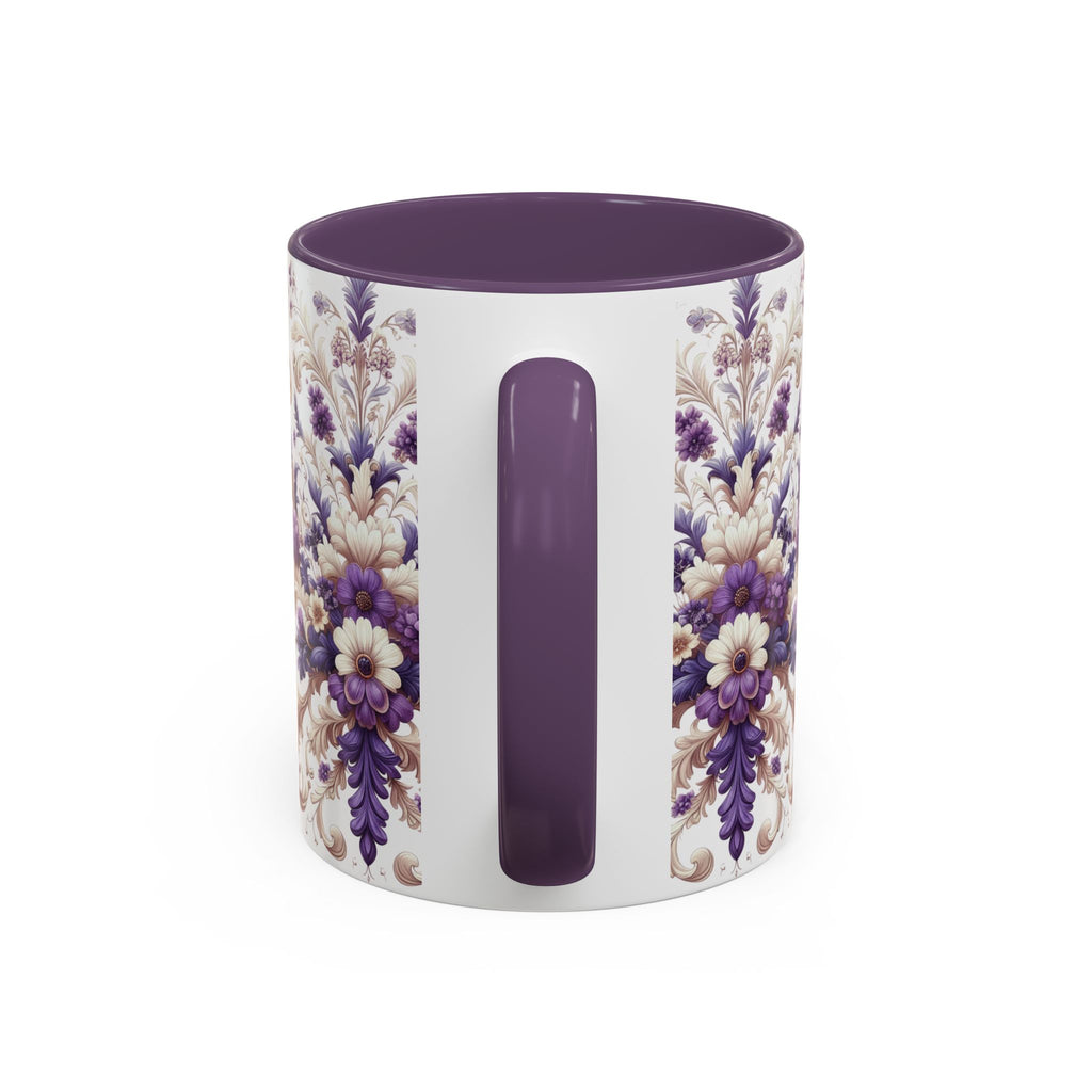 Purple Bloom Symphony Mug | Elegant Floral Coffee & Tea Cup