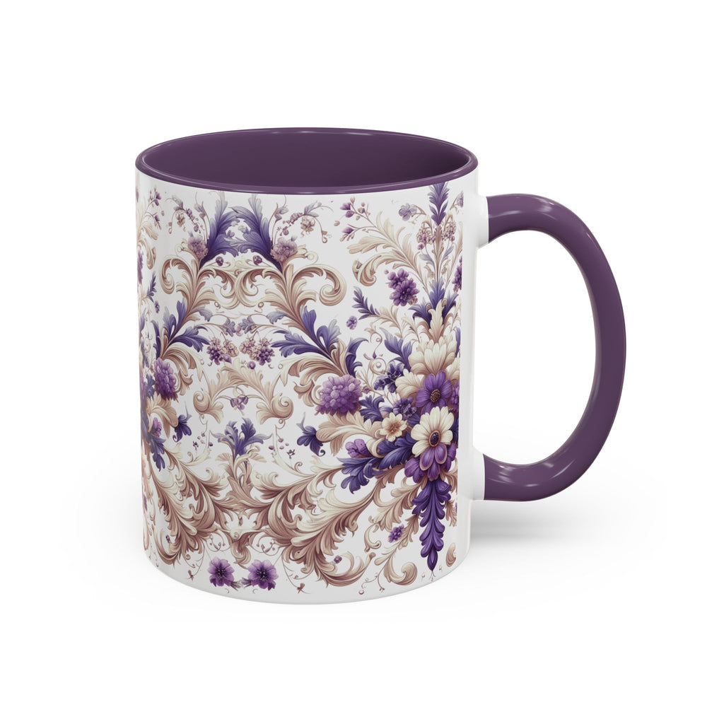 Purple Bloom Symphony Mug | Elegant Floral Coffee & Tea Cup