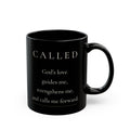 Called Grace Collection black ceramic mug with front affirmation and handle on right