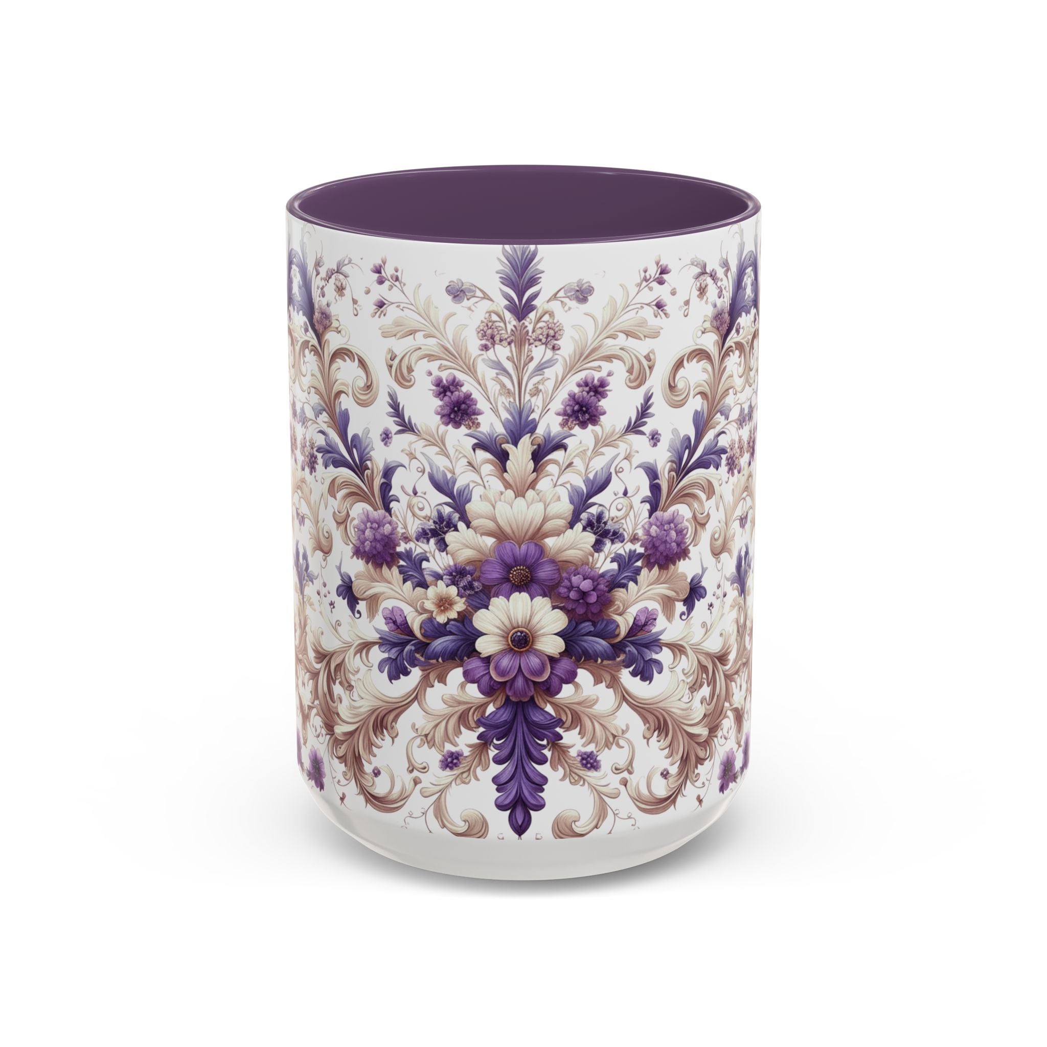 Purple Bloom Symphony Mug | Elegant Floral Coffee & Tea Cup