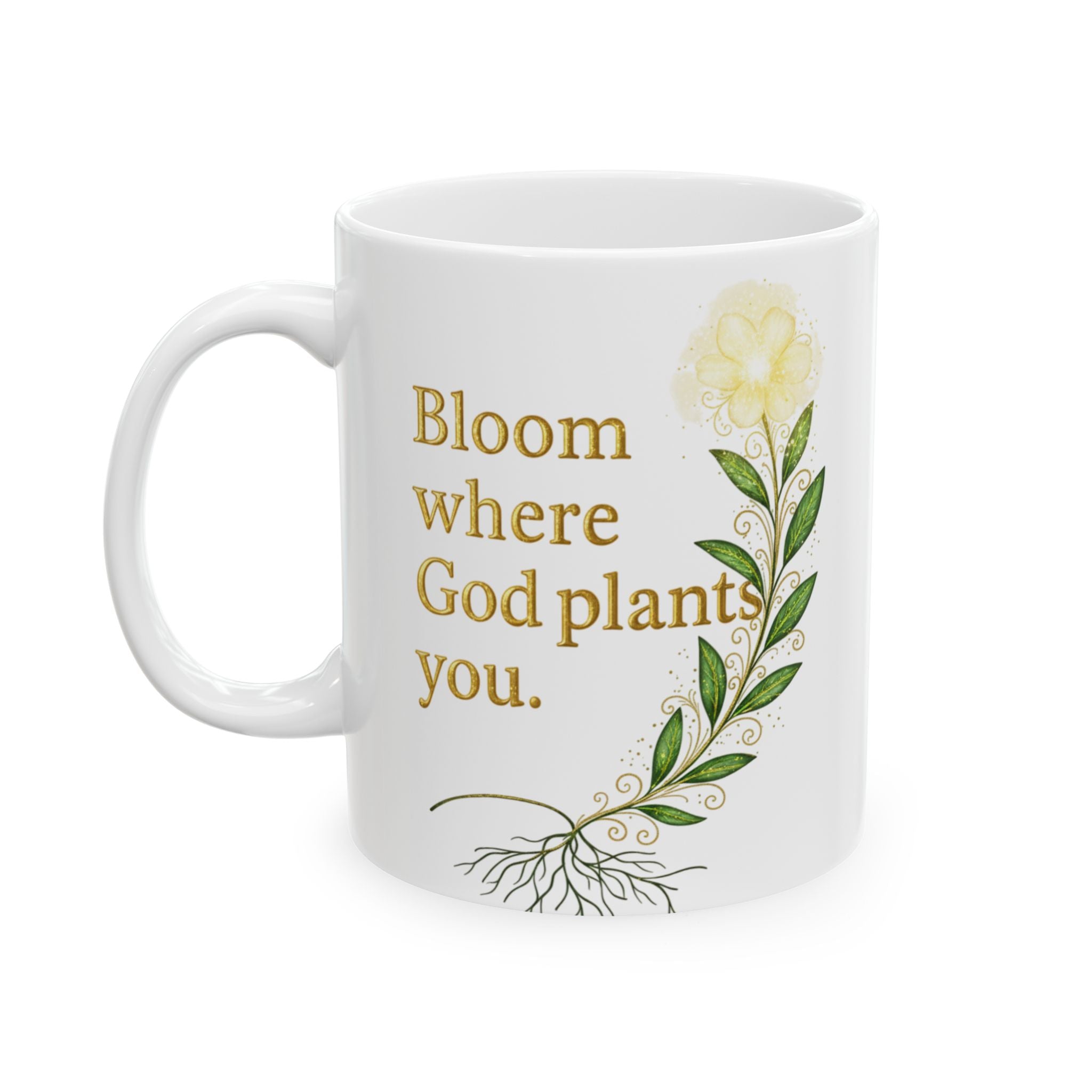 Bloom Where God Plants You – Inspirational Floral Mug