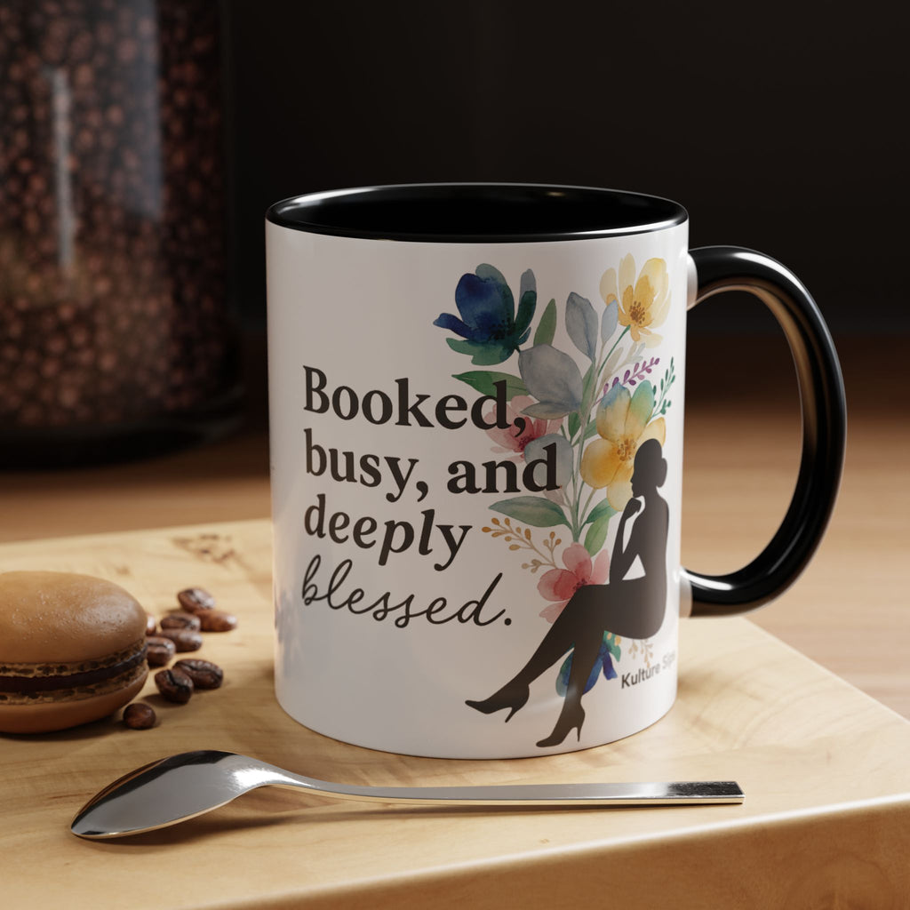 Booked, Busy & Deeply Blessed Affirmation Mug | Focused
